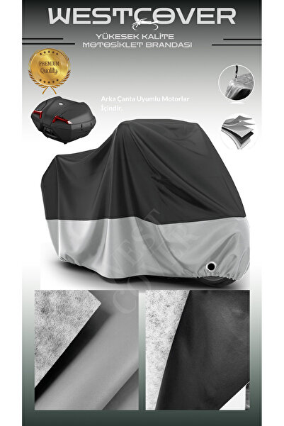 WestCover قماش مشمع للدراجات النارية متوافق مع Bmw R 60-6 عالي الجودة من قماش مشمع للدراجات النارية من نوع فينيلكس، غطاء رمادي أسود