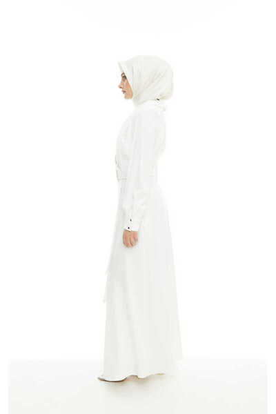 Setrms 2425126 Taşlı Kemer Tokalı Kruvaze Yaka Elbise