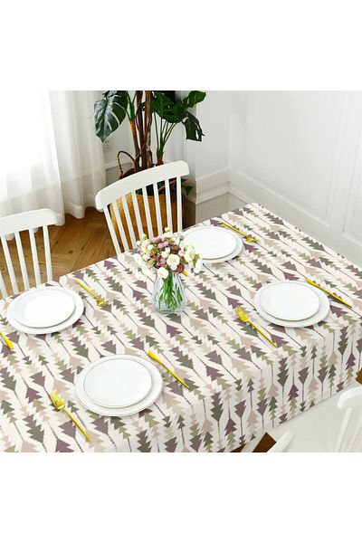 Evim Canvas Pine Tree Light Plum Liquid Proof Stain Resistant Table Cloth