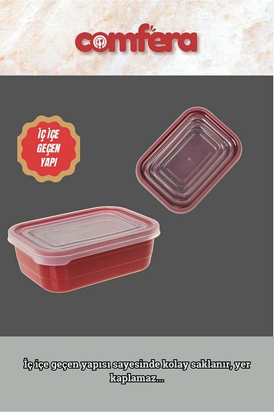 BAGER MARKET Plastic Food Container - Comfera Set of 3, Suitable for Refrigerator and Microwave