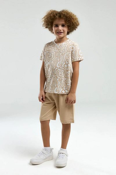 Arnetta 100% Cotton Cycling Collar Short Sleeve Boy's Shorts Set