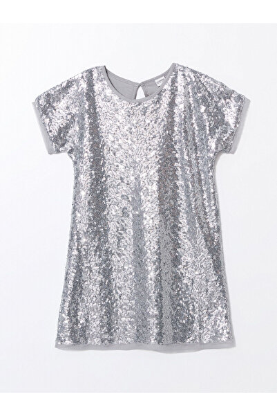 LC Waikiki LCW Copii Femei Rochie Brodata Paiete Gât Biciclete Gri - Cent Trade