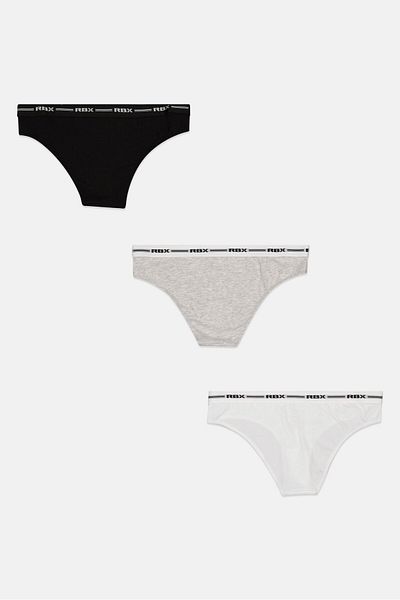 RBX Women 3 Pack Brand Logo Soft Panties, Black
