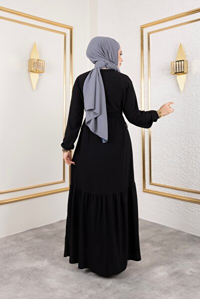 Sfg Life Moda Γυναικείο υφασμάτινο φόρεμα με ζώνη στη μέση και λαιμόκοψη ποδηλάτου