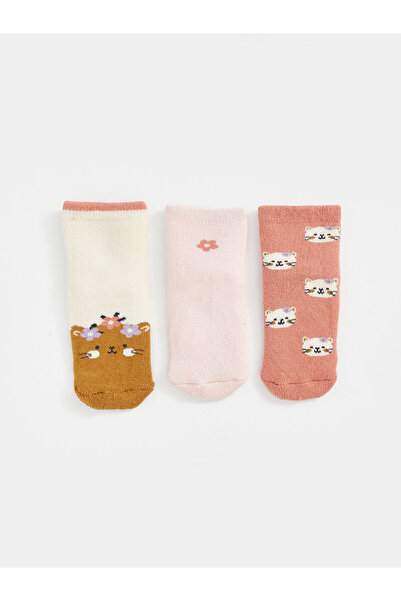 LC Waikiki Peak New Season Printed Baby Girl Socks 3-Piece Set