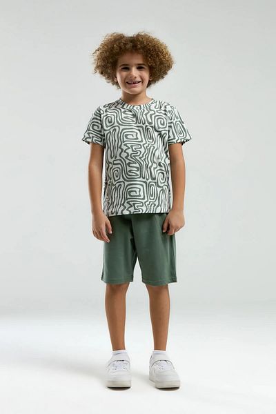 Arnetta 100% Cotton Cycling Collar Short Sleeve Boy's Shorts Set