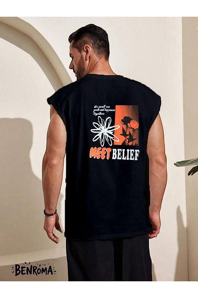 BENROMA 1 προϊόν είναι δώρο για αγορές 6 και άνω Meet Belief εμπριμέ αμάνικο μπλουζάκι