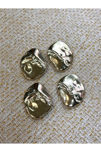 ODDA TASARIM ATÖLYESİ Large Size Gold Set of 4 Buttons with Pattern on Top
