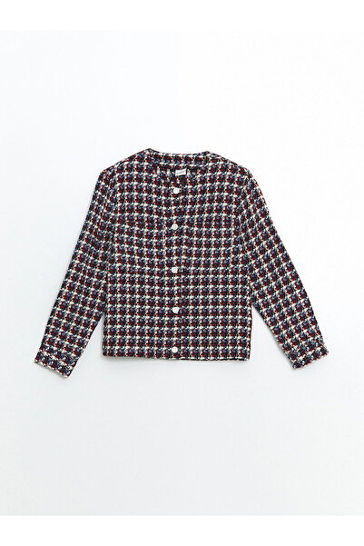 LC Waikiki Nevavm Oval Collar Girls' Tweed Shirt Jacket with a Difference