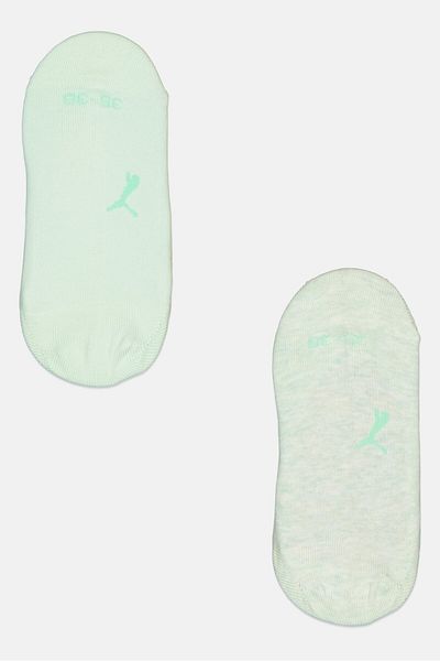 Puma Women 2 Pair Brand Logo Footie Socks, Mint Green