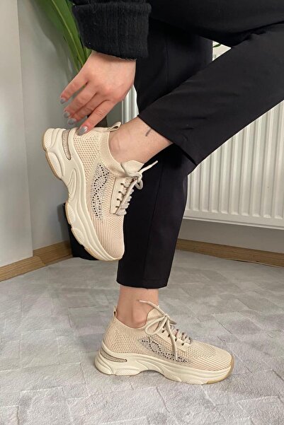 Preshley Kadın Fabri Ten Triko Taşlı Spor Ayakkabı & Sneaker