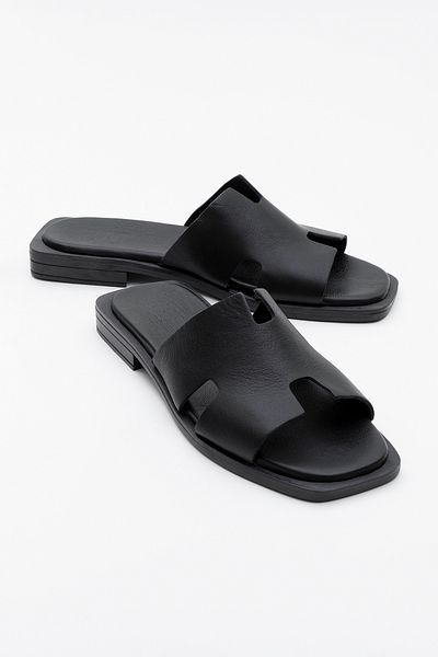 LuviShoes Γυναικείες παντόφλες αναρρίχησης με κρέμα μισού υψόμετρου μαύρου δέρματος