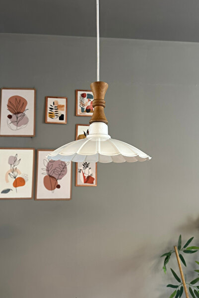 Bamyum Risso Beyaz Metal Avize Tekli Uzun Piyon Başlık Rustik Cafe Mutfak Modern Sarkıt Aydınlatma