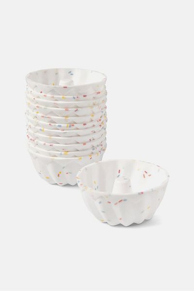 Tchibo 12 Pieces Mini Fluted Ring Cake Moulds, White Combo