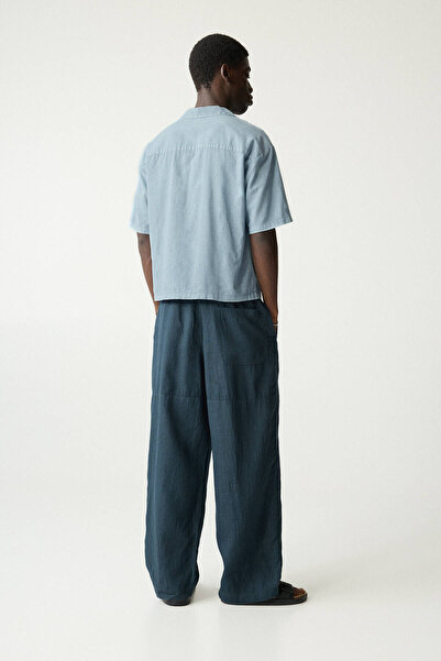 Pull & Bear Keten karışımlı ve kısa kollu gömlek