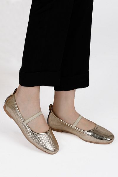 RENKLİBUTİK Top Banded Women's Ballerina Ballerina Ballerina Gold Snake Pattern in Gold, Silver, Leopard Colors