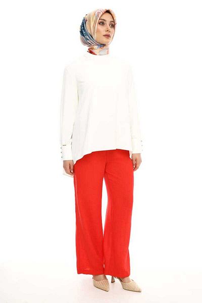 Setrms 2426026 M Linen Look Trousers with Elastic Waist