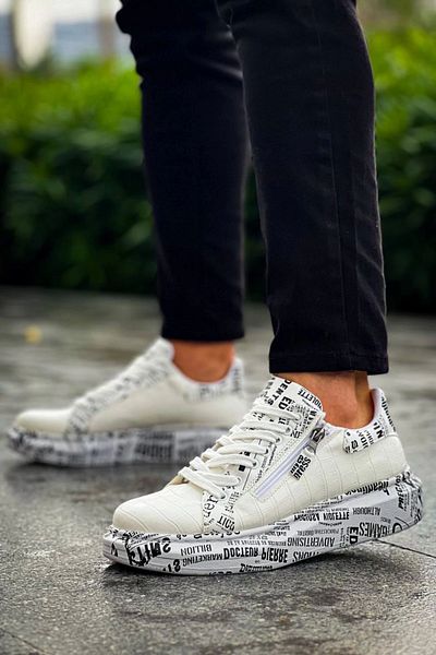 KAZAX Kb-02 kuback lace-up crocodile white newspaper daily men's shoes