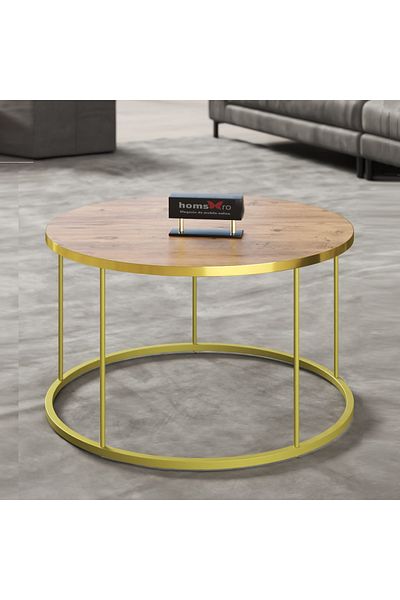 HOMS Masuta de cafea Vicenta Homs, nuc si auriu, seria 440, 70 cm
