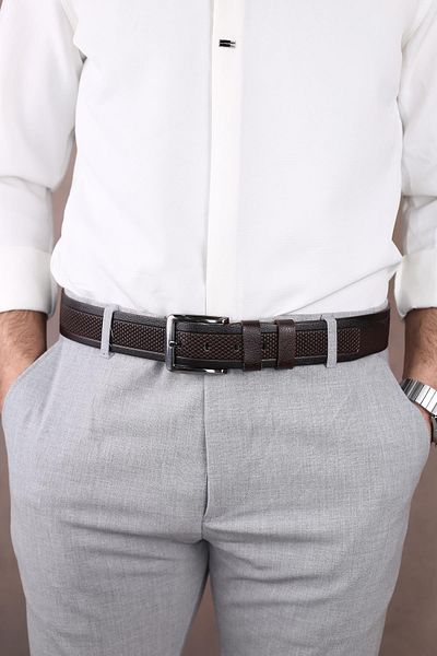 Papuçsepeti Shoe Basket Smt- 4406 Men's Genuine Leather Jeans & Fabric Belt