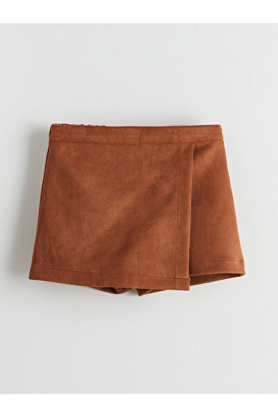 LC Waikiki Özmarka Fustă scurtă pentru fete din piele intoarsa cu talie elast...