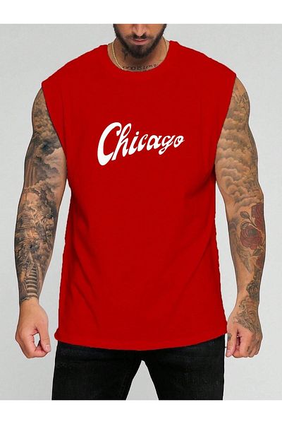 BENROMA 1 προϊόν είναι δώρο για αγορές 6 και άνω Chicago Printed Sleeveless T-Shirt
