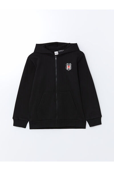 LC Waikiki NEVAVM Farkıyla Kapüşonlu Beşiktaş Baskılı Erkek Çocuk Fermuarlı S...