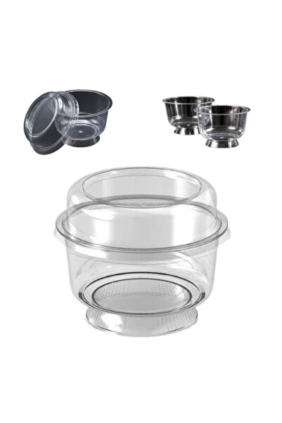 yorulmaz ambalaj Ayaklı Tatlı Kase Kapaklı 50 Adet  200 cc