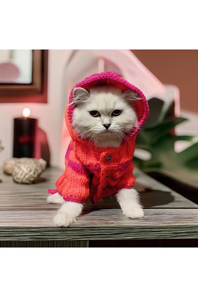 Lady Fify Orange Fuchsia Love Cardigan for Cat Dog