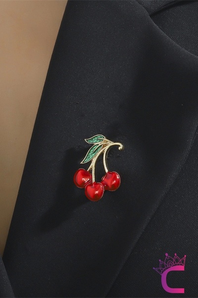 Cinderella Zarif Kiraz Tasarım Kadın Broş - Hediyelik Çiçek Aksesuar Elbise Ç...