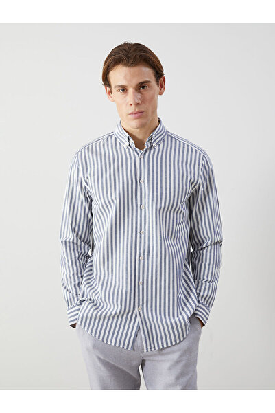 LC Waikiki Nevavm Regular Fit Long Sleeve Striped Men's Shirt with Difference