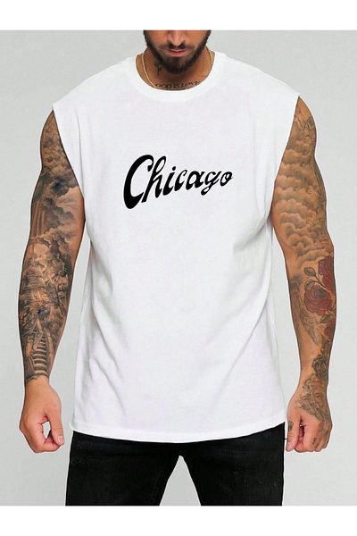 BENROMA 1 προϊόν είναι δώρο για αγορές 6 και άνω Chicago Printed Sleeveless T-Shirt