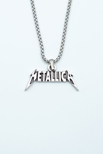 Bu Farklı Metallica Gümüş Kaplama Örme Zincir Kolye
