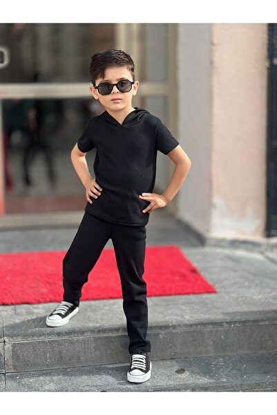 renkli diyar Boy's Bottom Top Suit Waffle Sanda Short Sleeve T-Shirt and Pants Nursery Primary School Kindergarten