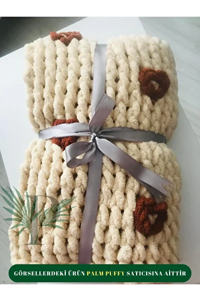 Alize Palm Puffy Heart Patterned Baby Blanket