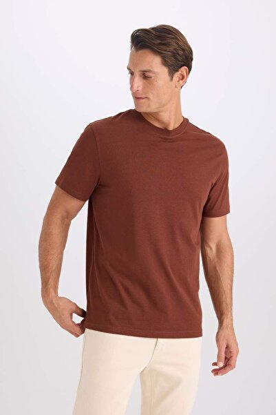 DeFacto Erkek T-shirt V7699az/bn319 Brown