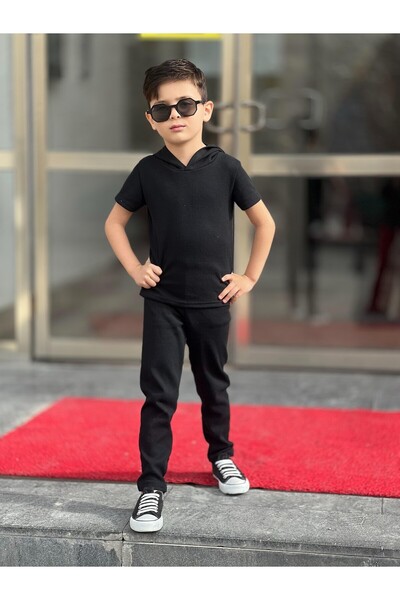 renkli diyar Boy's Bottom Top Suit Waffle Sanda Short Sleeve T-Shirt and Pants Nursery Primary School Kindergarten