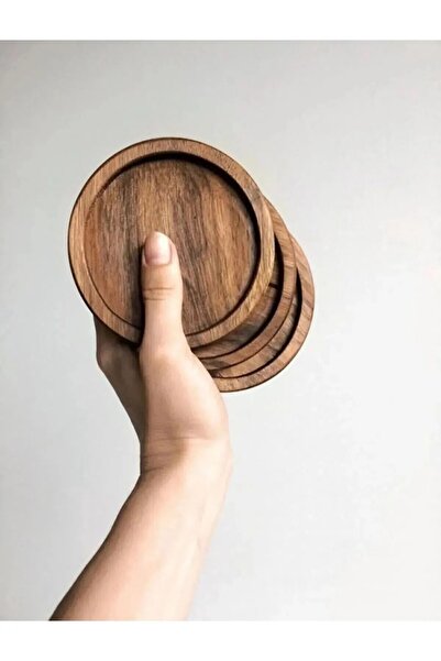 Redwood Otantik 2023 6'lı Ahşap Fincan Ve Bardak Altlığı Kahve Altı Oval