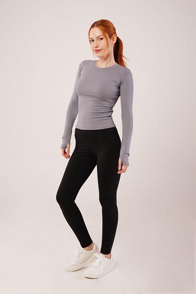 Modayakamoz Vivaletta Long Sleeve Basic Gray Blouse