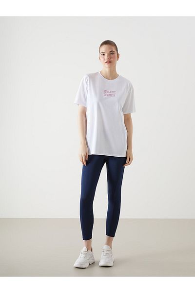 LC Waikiki Tricou sport oversize pentru damă, cu decolteu, imprimat