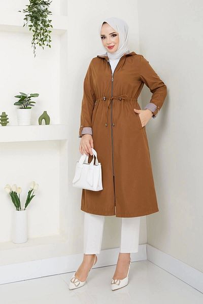 kaes giyim Women's Long Wear Trench Suit Hijab