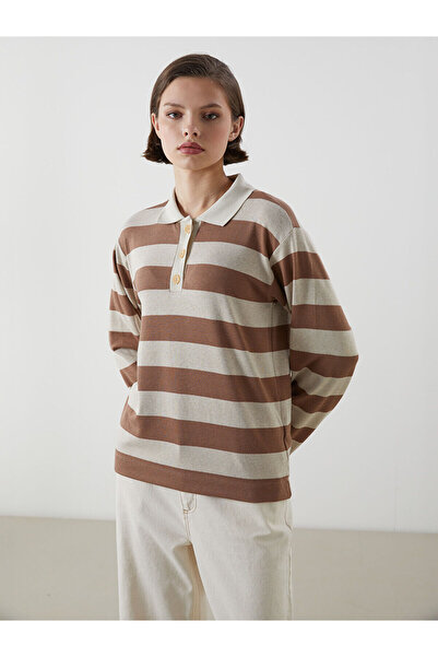 LC Waikiki Ozmarka New Season Polo Neck Striped Women's T-Shirt