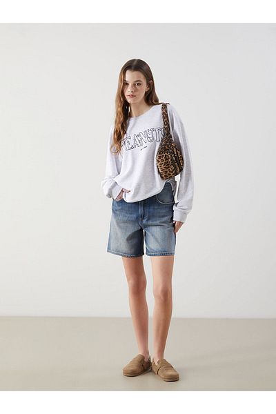 LC Waikiki Crew Neck Snoopy Printed Oversize Women's Sweatshirt