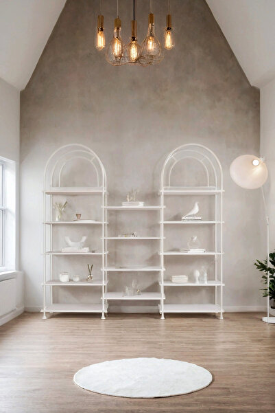 Mobitopya Çevir Kur Bohem Beyaz Kitaplık – Çok Amaçlı Dekoratif Dolap & Raf 199x203x29