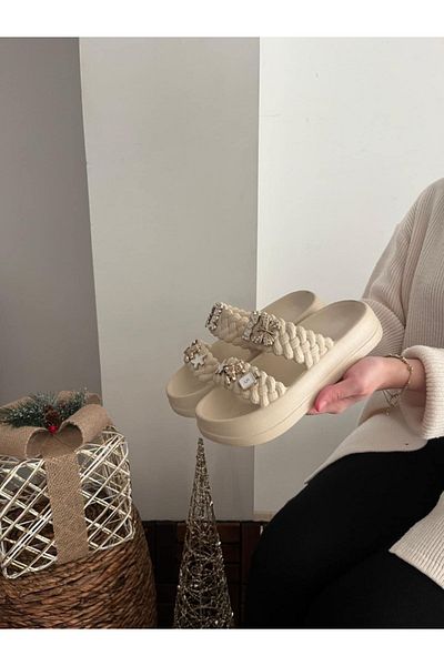 Behtah Kundura Design elegant, față deschisă, plajă, piscină, grădină, mare, vară, papuci de zi cu talpă moale și groasă