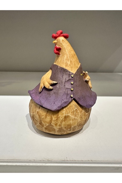 İki Cadı Tasarım Hırkalı Tavuk Biblo, Dekoratif Obje