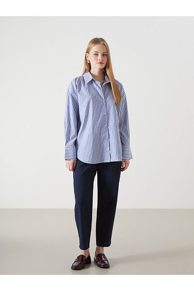 LC Waikiki Cămașă de damă din poplin oversize cu dungi