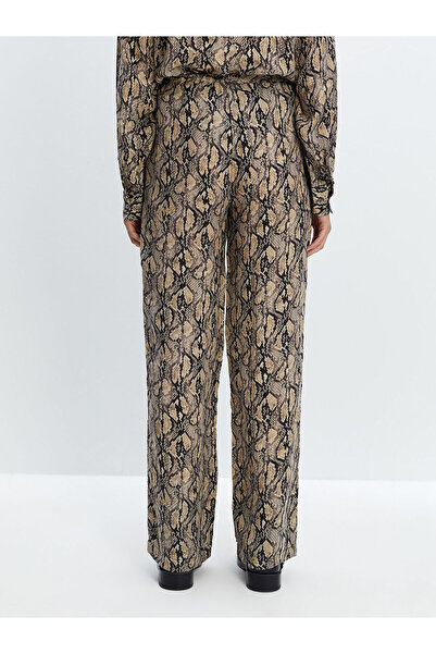 LC Waikiki Brown Elastic Waist Snake Skin Patterned Women's Trousers