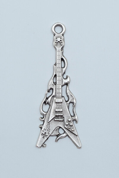 Bu Farklı Ateşli Elektro Gitar Gümüş Kaplama Kolye Ucu