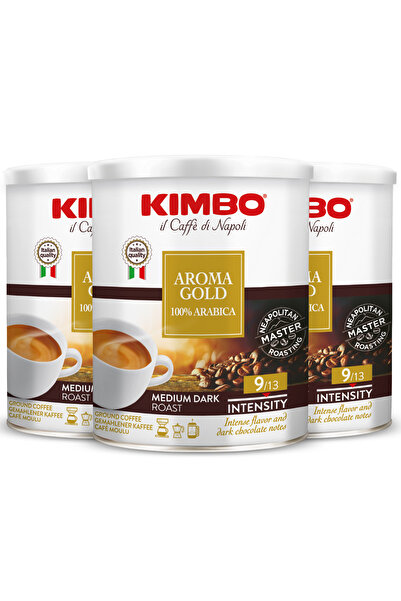 Kimbo Aroma Gold %100 Arabica Filtre Kahve Teneke Kutu (250 Gr) (3'lü Set)